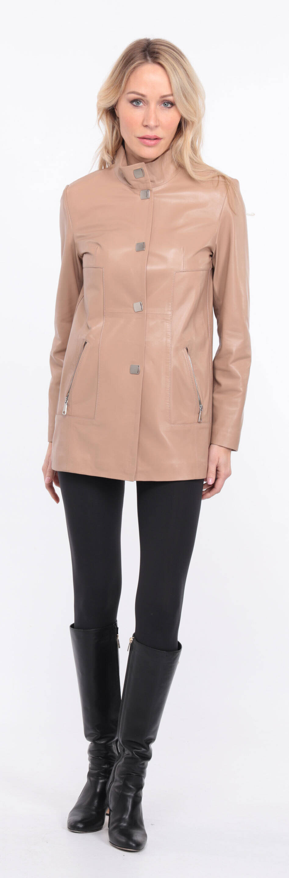 manteau cuir olivia beige  (6)