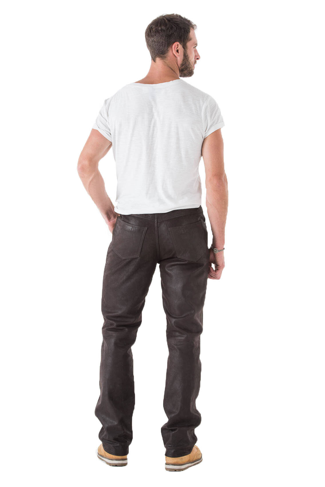 Pantalon cuir homme vachette timber marron coupe 501 TROUSER 4