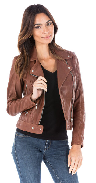 Blouson cuir femme dark cognac perfecto 101156-000125-1