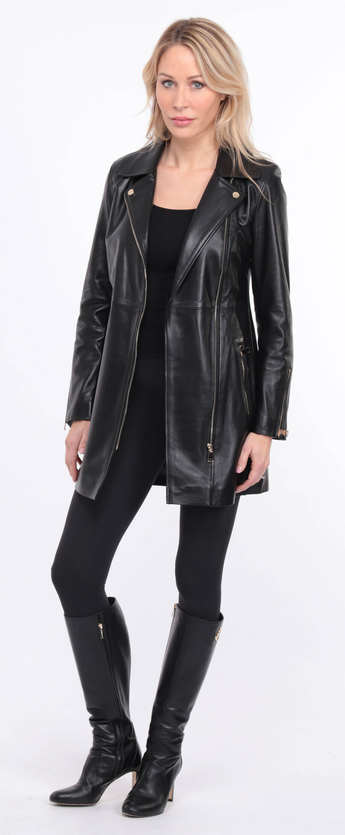 veste cuir femme flavia collar noir  (2)