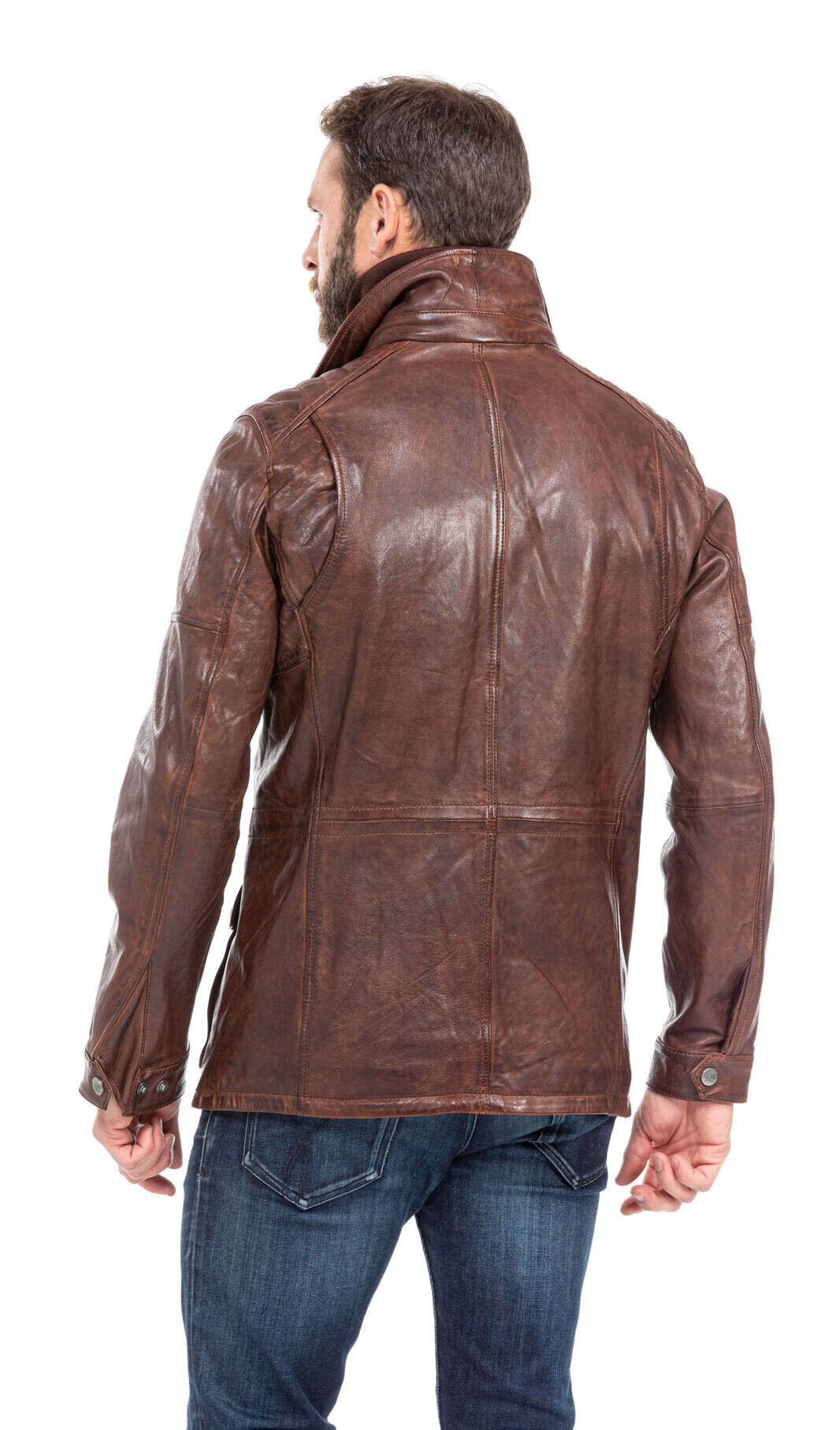 veste cuir homme agneau dark cognac 101284 style saharienne (8)