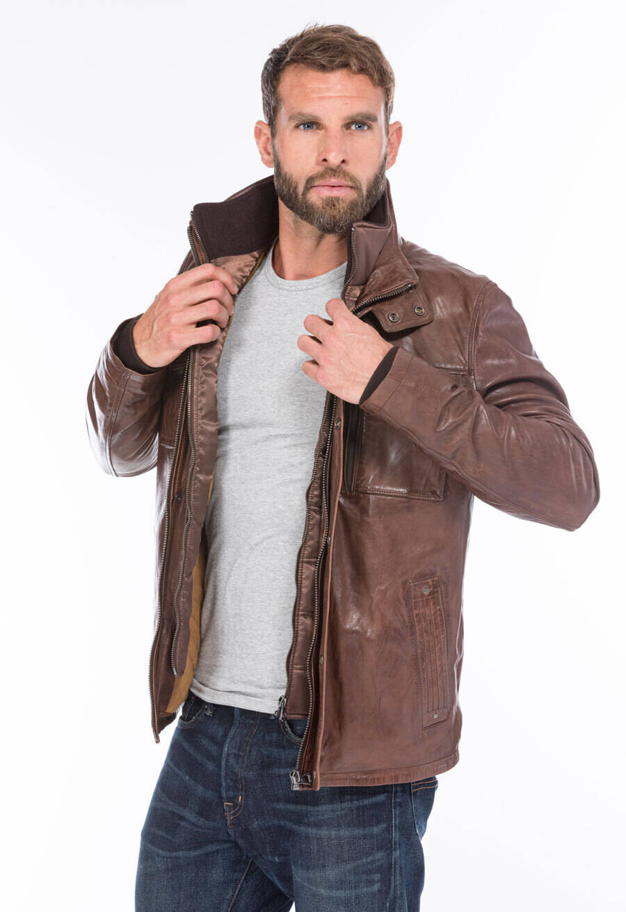 veste cuir homme demi longueur tendance 101455 bison (11)