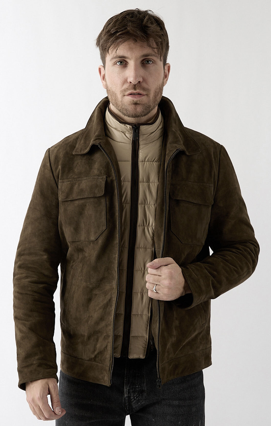 Veste cuir romain marron  (3)